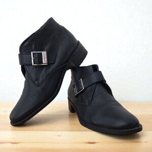 Etienne Aigner Black Monk Strap Ankle Bootie 7M